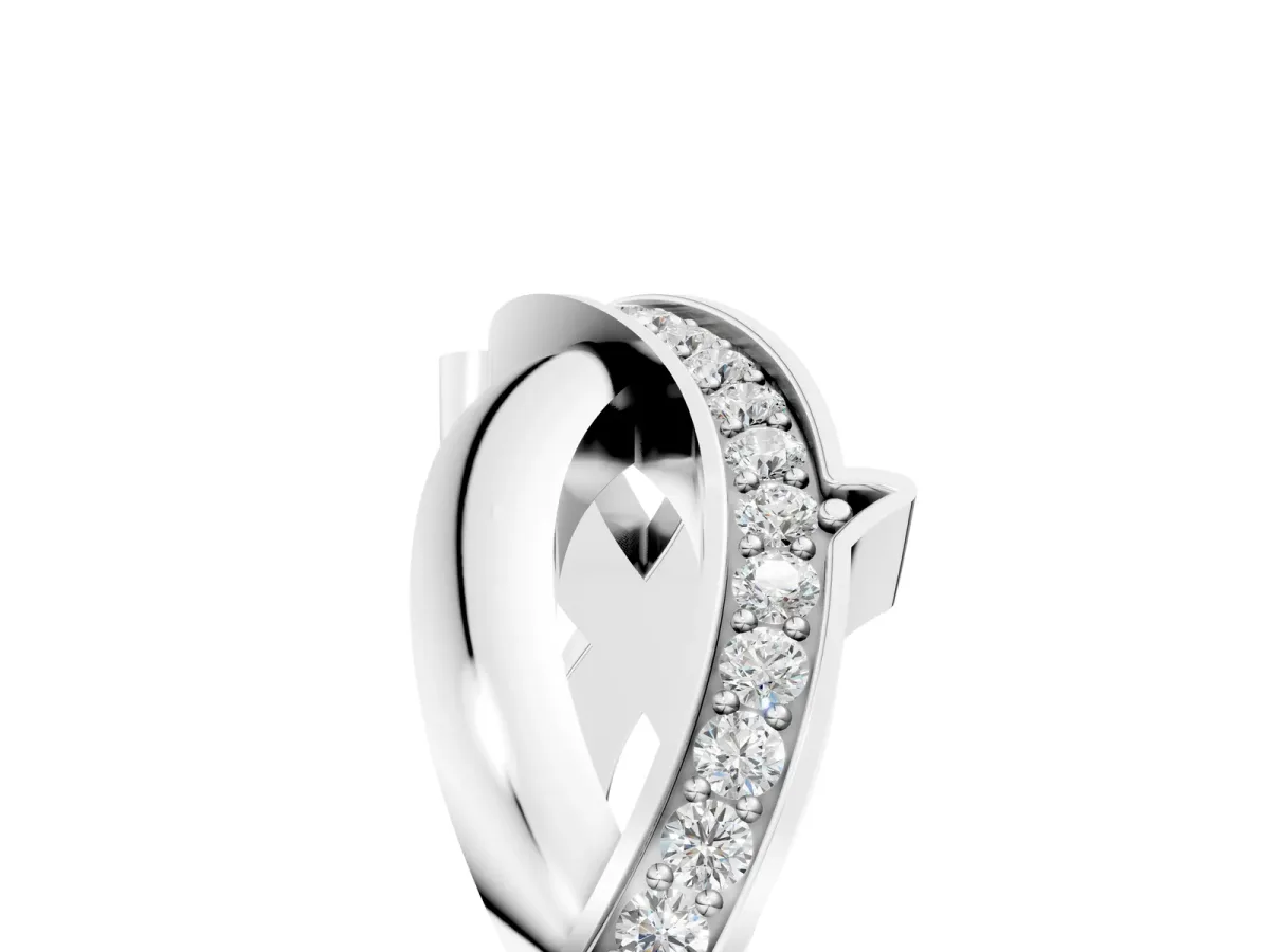 Pavé Round Diamond Twist Band with Channel Setting Silver