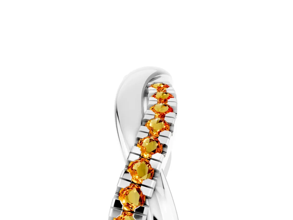 Round Citrine Twisted Infinity Band with Prong Setting White gold