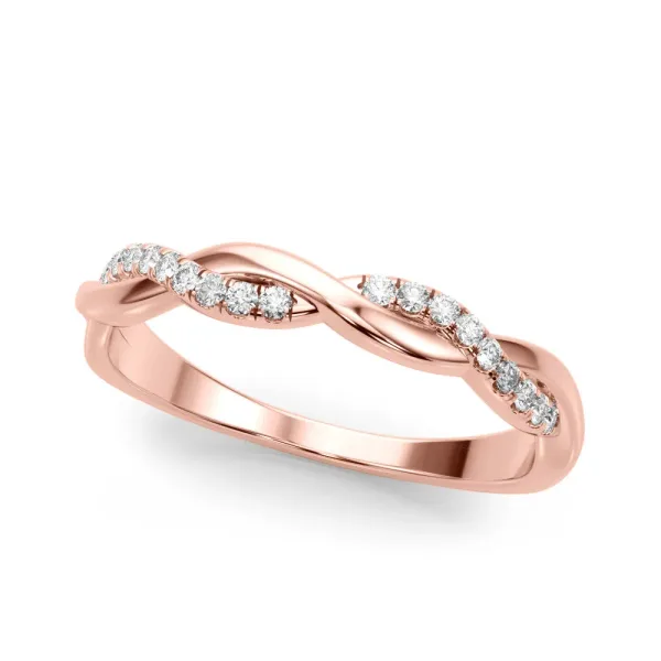Twisted Pave Round Diamond Infinity Band with Shared Prong Setting Rose gold