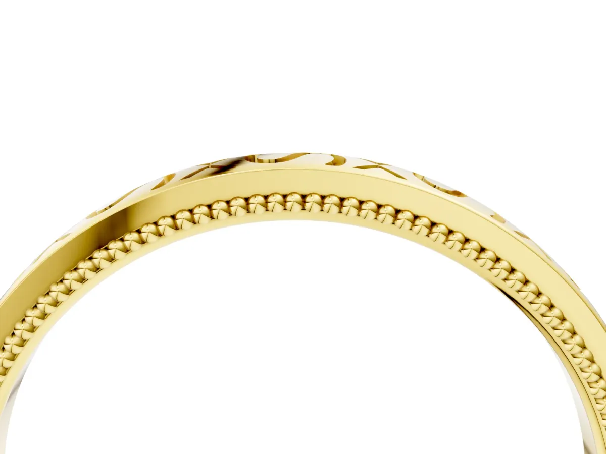 Vintage Engraved Milgrain Band Yellow gold
