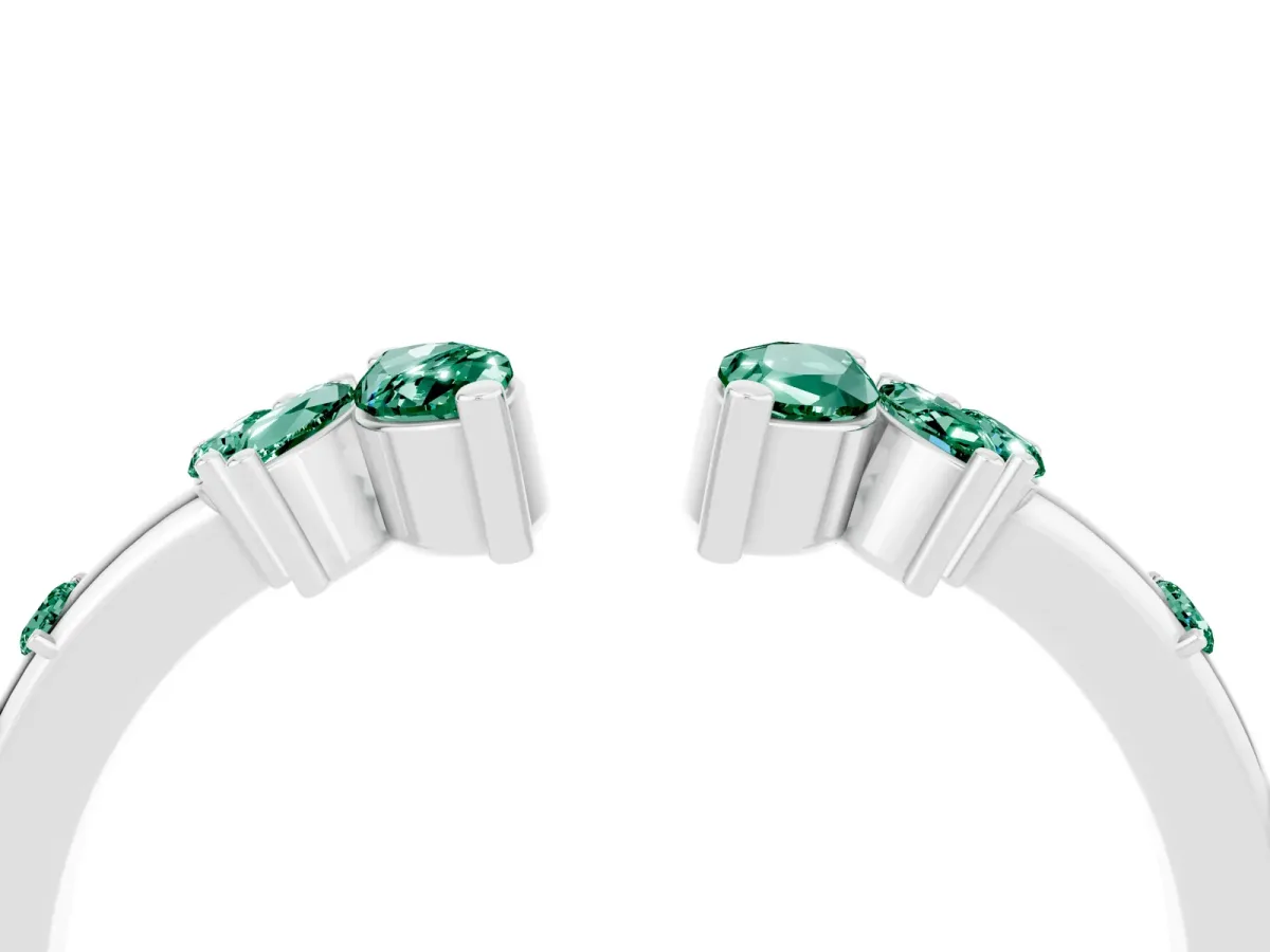 Open Marquise Cluster Green Sapphire Band with Prong Setting Silver