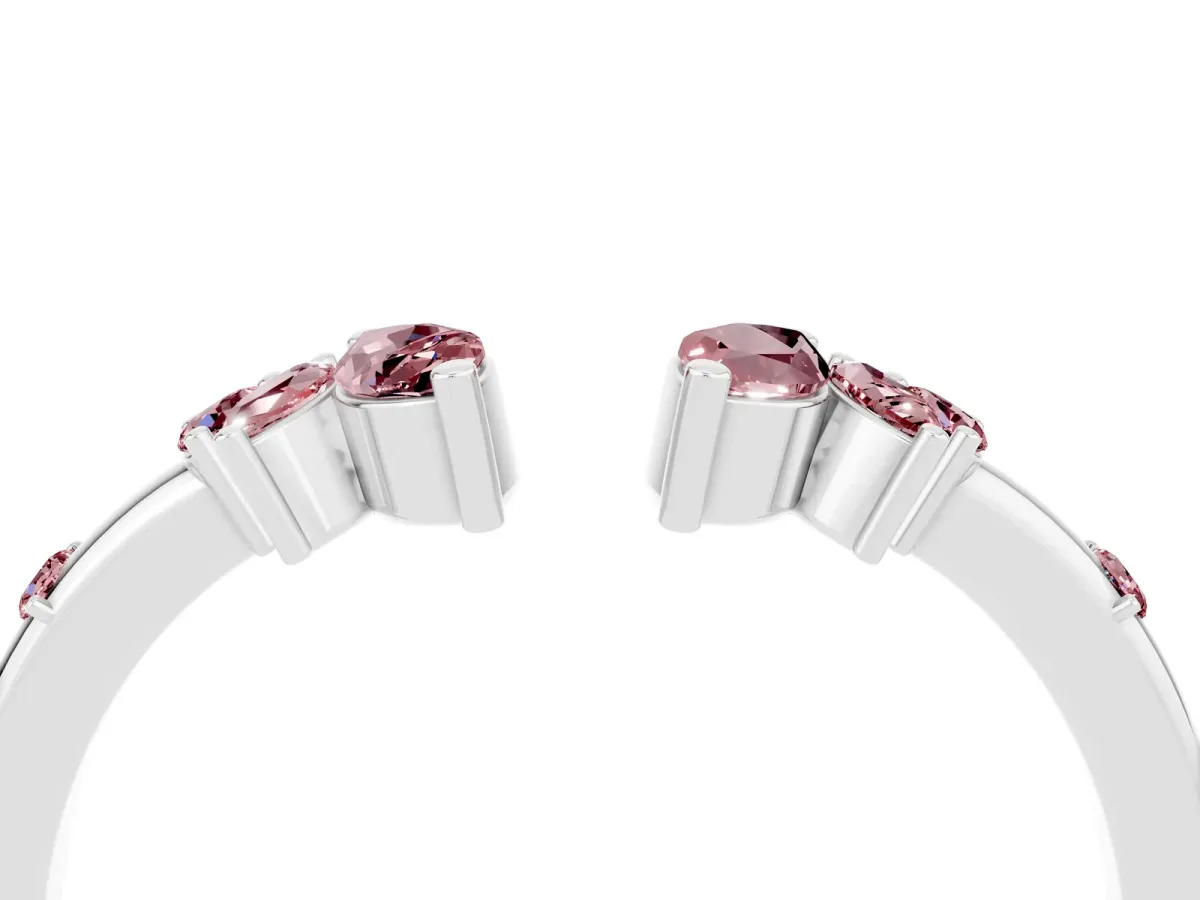 Open Marquise Cluster Morganite Band with Prong Setting Silver
