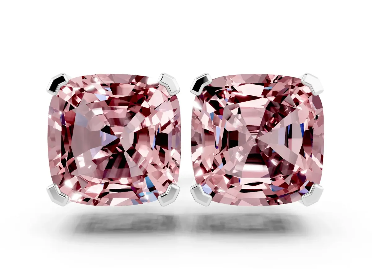 Cushion Cut Morganite Stud Earrings White gold