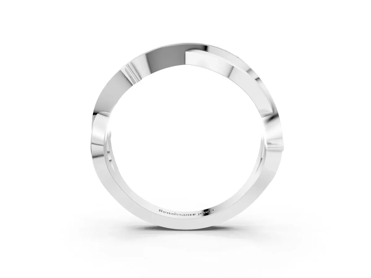 Pavé Round Diamond Twist Band with Channel Setting Silver