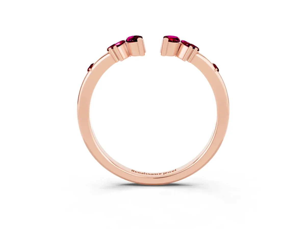 Open Marquise Cluster Garnet Band with Prong Setting Rose gold
