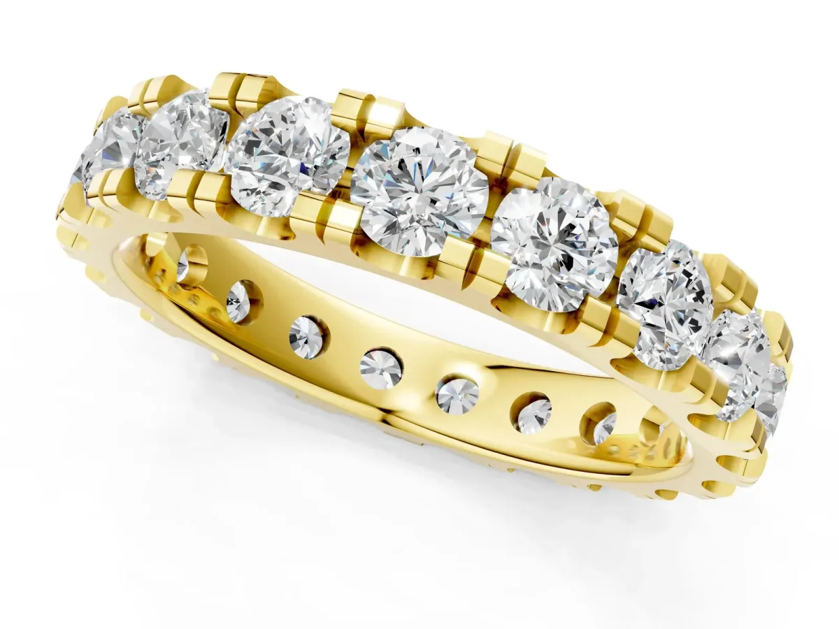 Round Diamond Full Eternity Band with U-Prong Setting Yellow gold