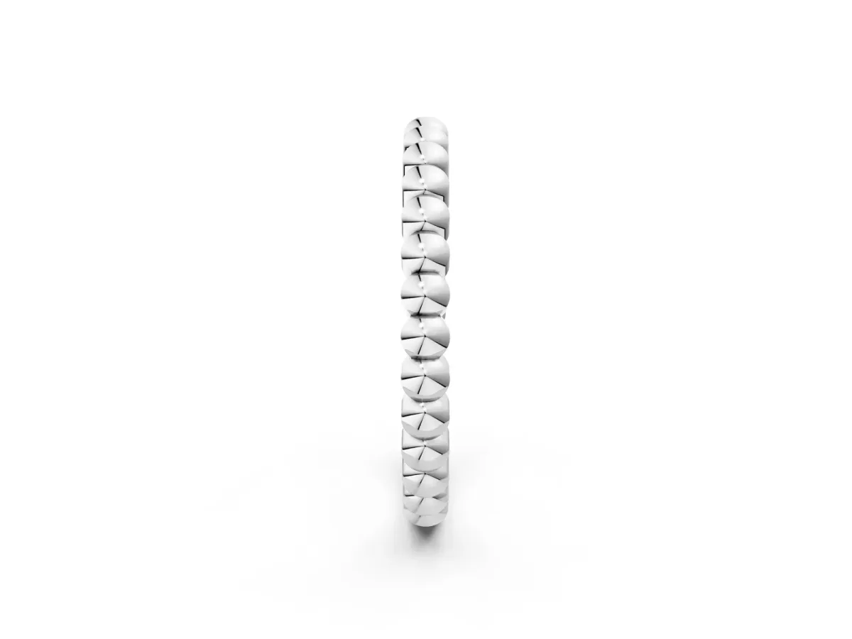 Beaded Round Stone Eternity Band with Bezel Setting White gold
