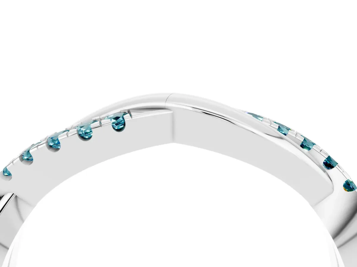 Round Blue Topaz Twisted Infinity Band with Prong Setting Silver